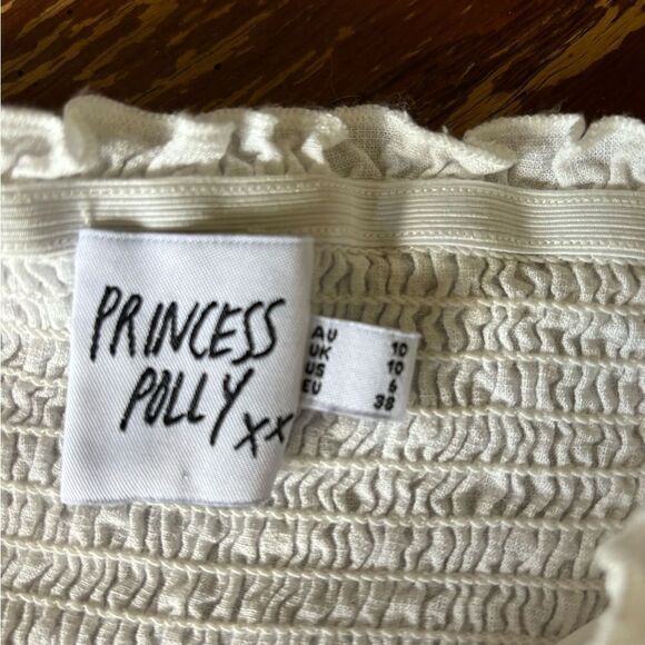 Princess Polly white smocked crop top with ruffle detail size 6 - Picture 2 of 11